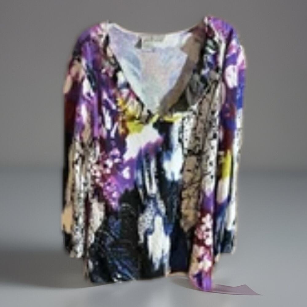Alberto MAKALI Crinkle Pleated Beaded Top Size XL